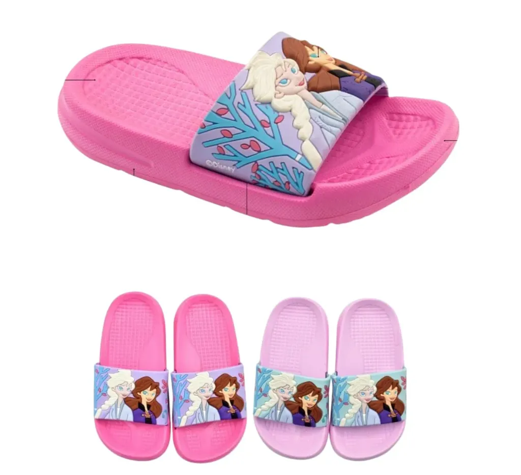 Sandalia Slide Infantil Frozen - Edición Disney con Relieve 3D (Lila, 27)
