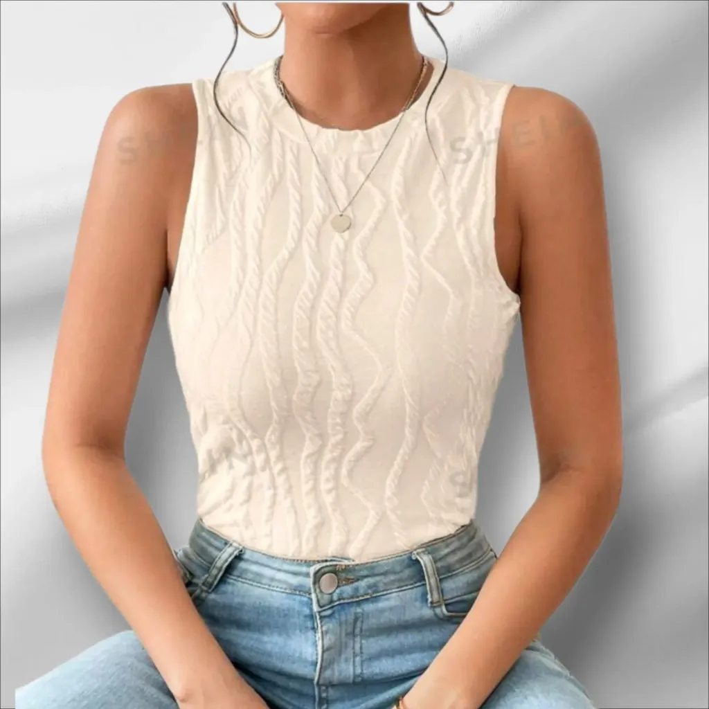 BLUSA SIN MANGA DE PUNTOS TEXTURIZADO