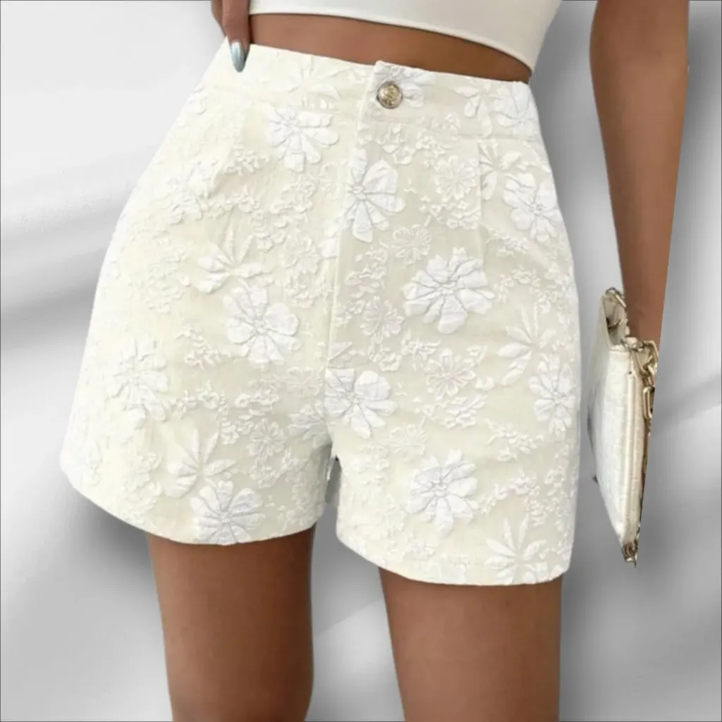 SHORTS CON BOLSILLOS & ESTAMPADO DE FOLORES