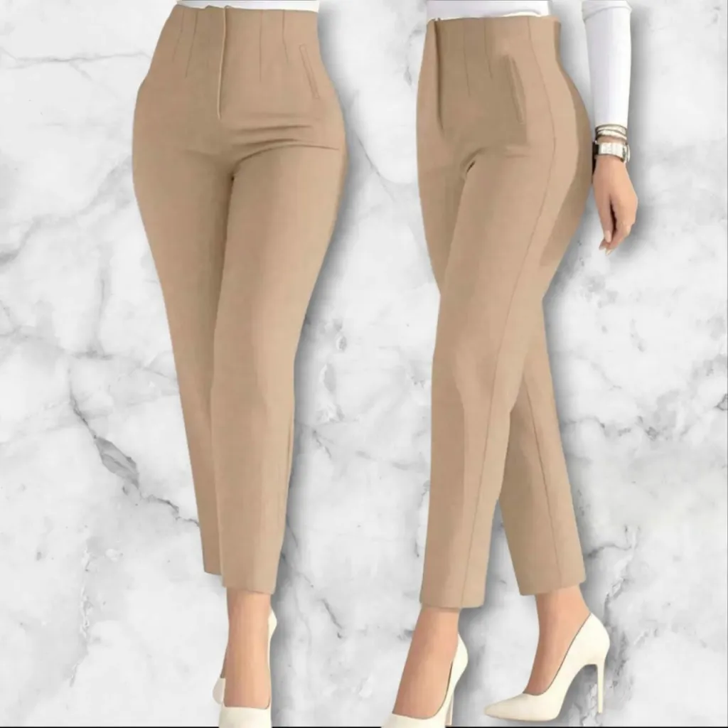 PANTALÓN DE VESTIR ELEGANTE SASTRE TIRO ALTO CORTE SLIM