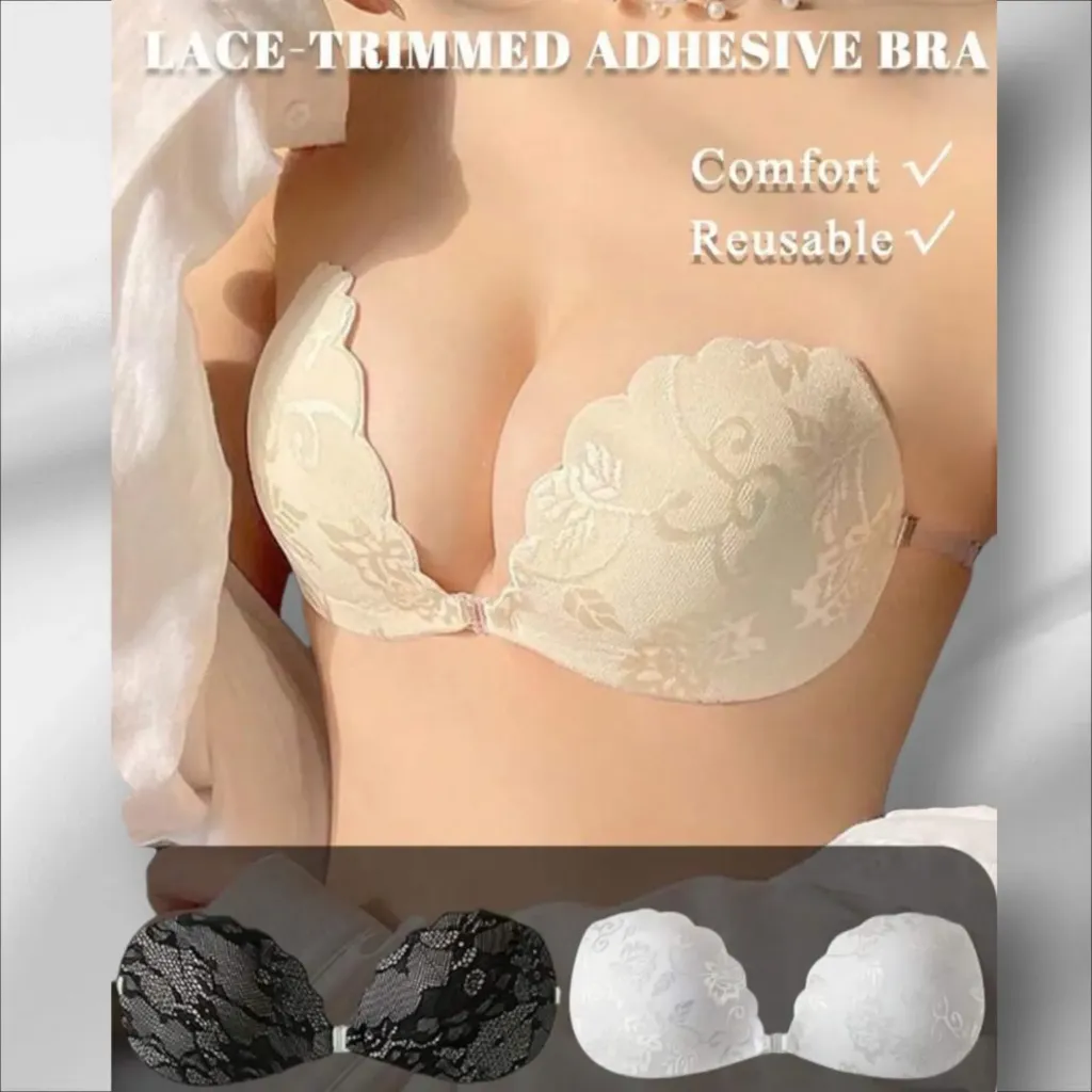 SUJETADOR ADHESIVO DE ENCAJE CON CIERRE FRONTAL PUSH UP INVISIBLE (Blanco, 28A)