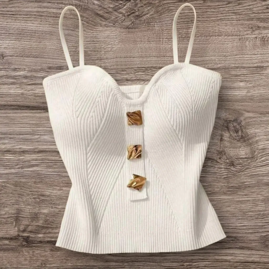 BLUSA DE TIRANTES GOLDEN TOUCH CON BOTONES DORADO